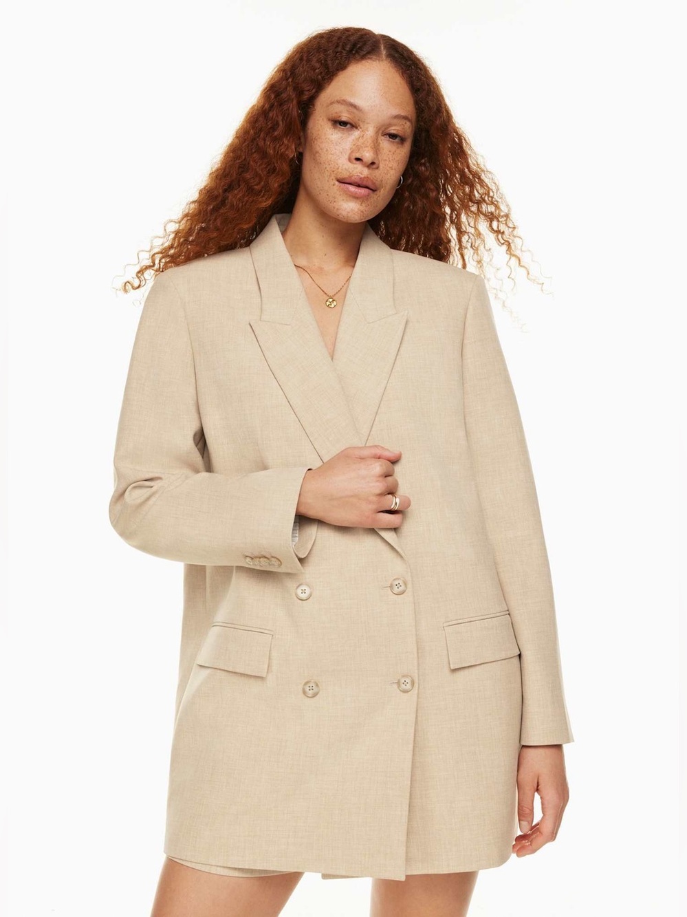 Wilfred Aritzia - Cherrelle Blazer - Heather Oat Beige - Size 6 - Good Condition